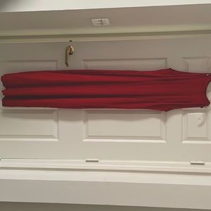 Long red sequin party dress with split in the back . Size eight